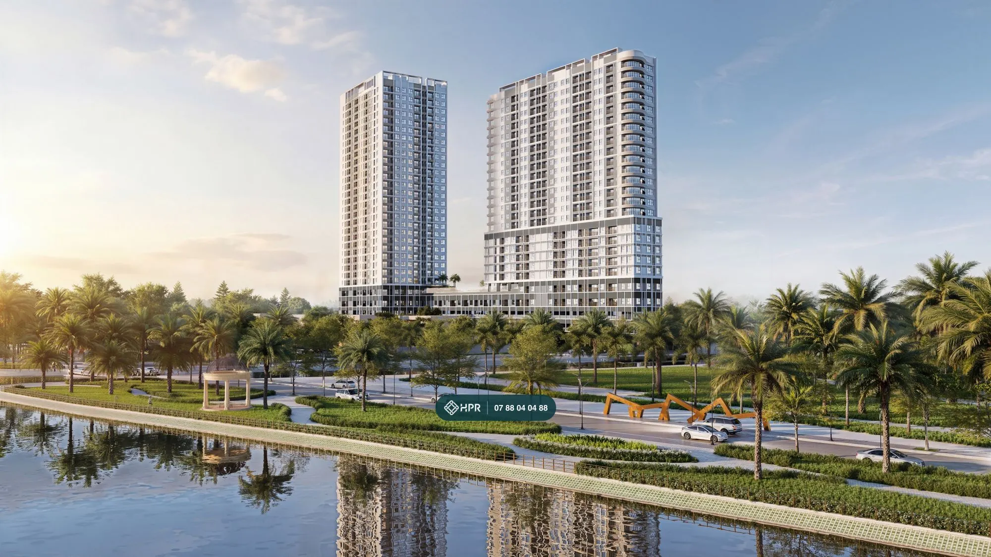 Phối cảnh hai tháp Serena Riverside bên đại lộ Ven Sông, phường Lái Thiêu, TP.HCM