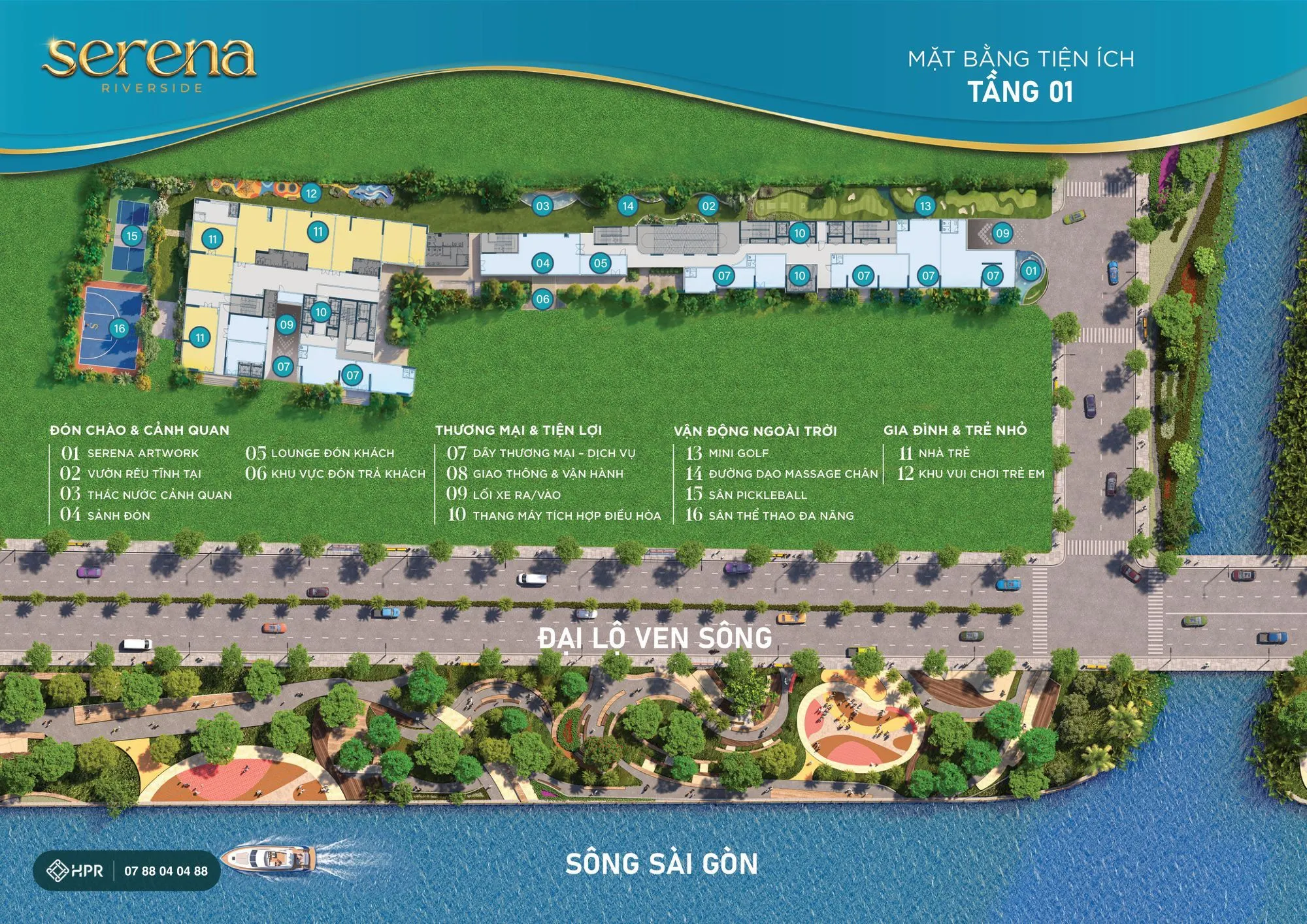 Mặt bằng tiện ích tầng 1 Serena Riverside