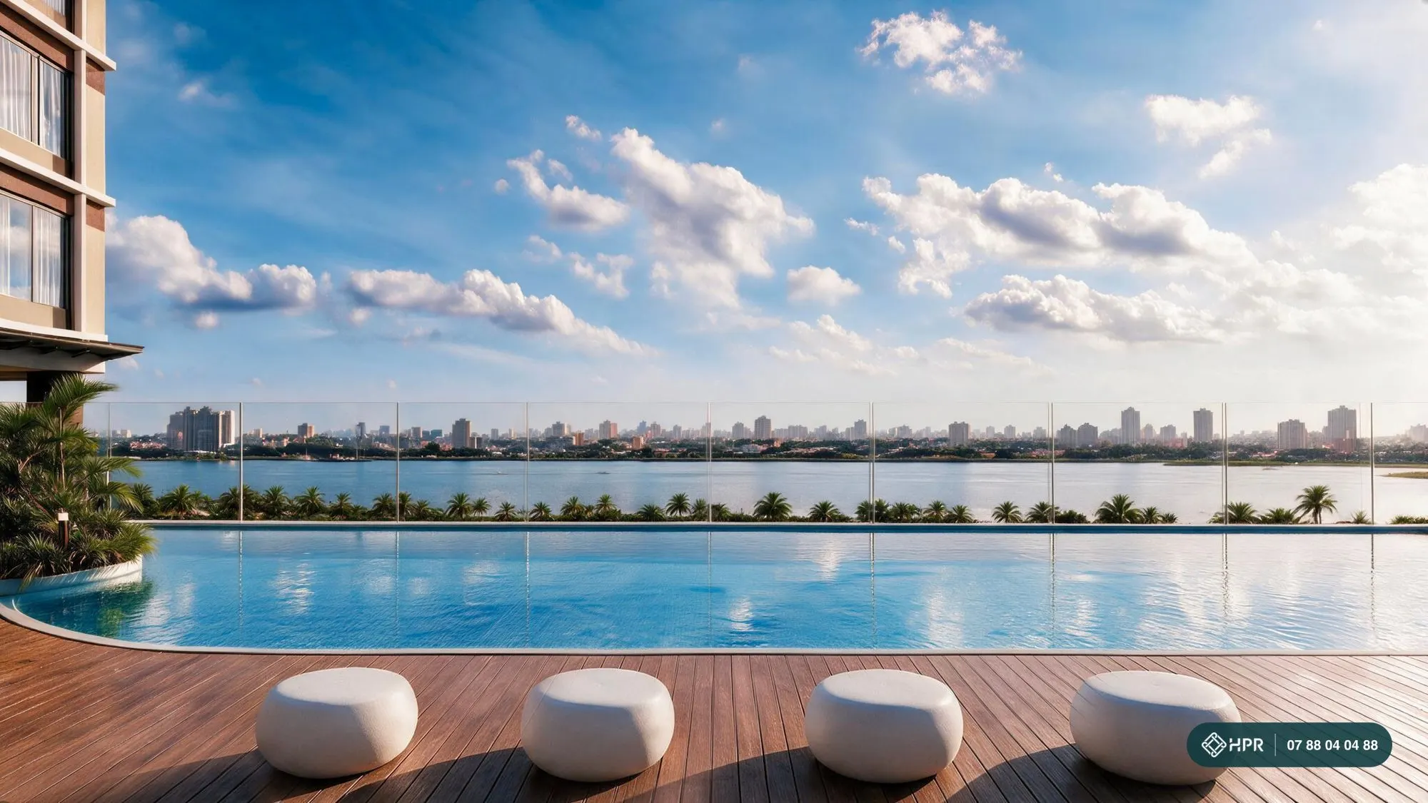 Hồ bơi vô cực tầng 5 nhìn ra sông Sài Gòn tại Serena Riverside
